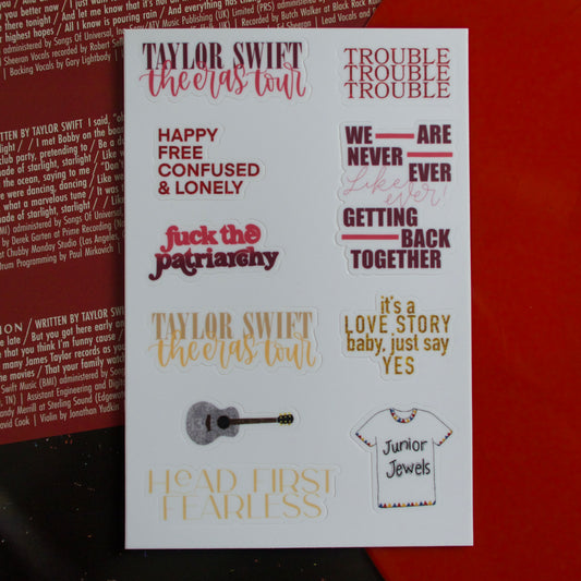 The Eras Setlist Sticker Sheet (Red/Fearless Edition)