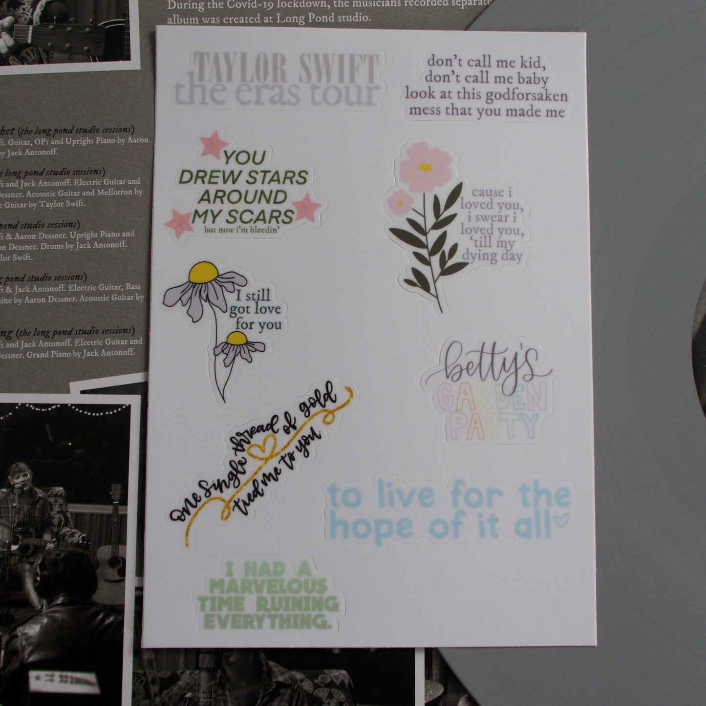 The Eras Setlist Sticker Sheet (Folklore Edition)