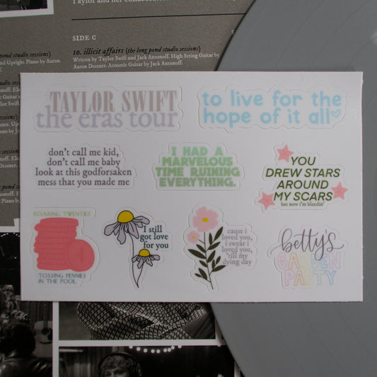 The Eras Setlist Sticker Sheet (Folklore Edition)