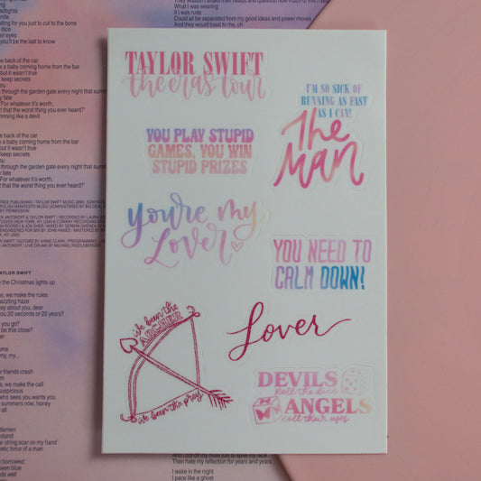 The Eras Setlist Sticker Sheet (Lover Edition)