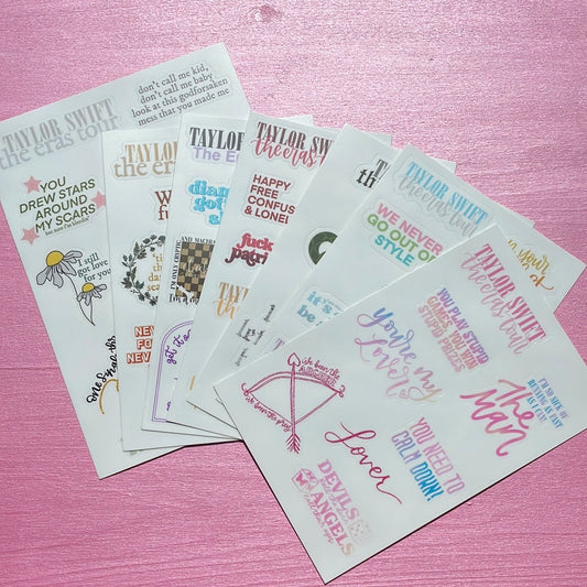 The Eras Setlist Sticker Sheet (Complete Set)